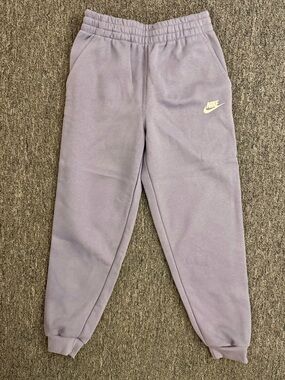 Nike Youth Lilac Sweat Joggers with White Swoosh